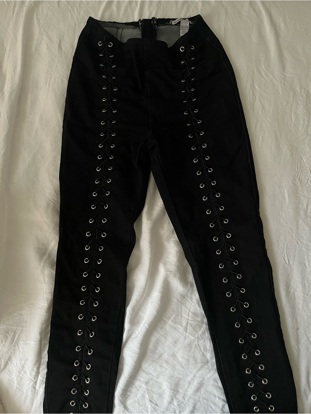 High-Waist Black Lace-Up Women’s Jeans